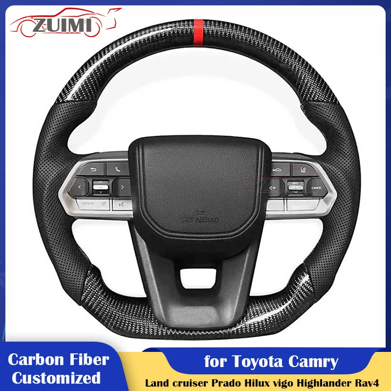 

Carbon Fiber Car Steering Wheel for Toyota Camry Land Cruiser Prado Hilux Vigo Highlander Rav4 FJ Prius Tundra Sequoia Fortuner