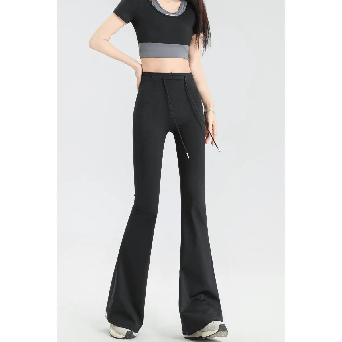 Open Crotch Outdoor Sex Pants Women Peach Hip Push Up Leggings Plus Size Sport Shark Bell-Bottom Yoga Fitness Wide Leg Trousers