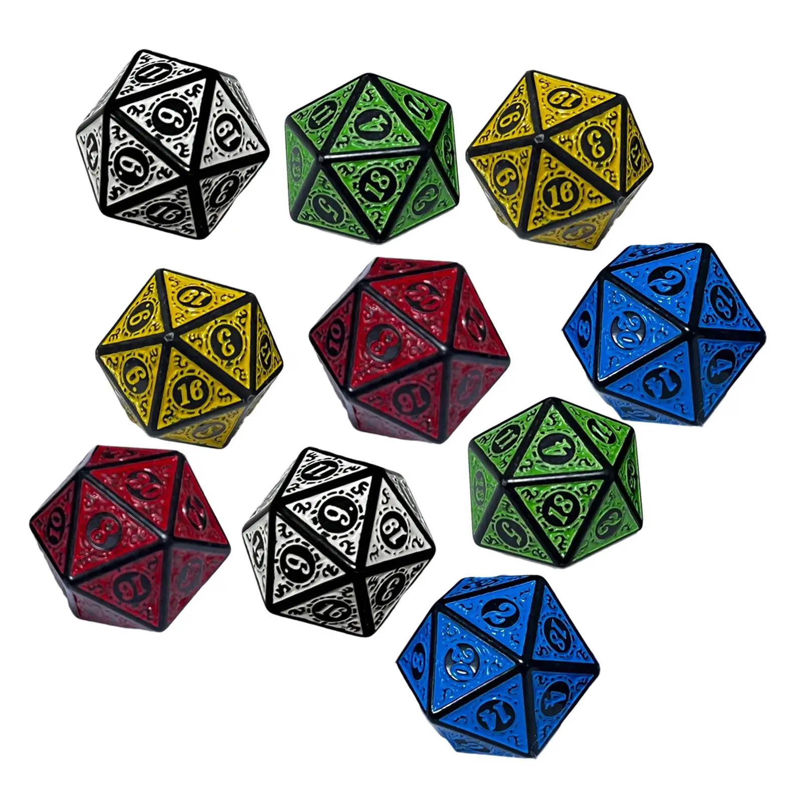 10x Astrology Dice Acrylic 20 Sided Dices Collectibles Board Game Dice Set, 2.1cm