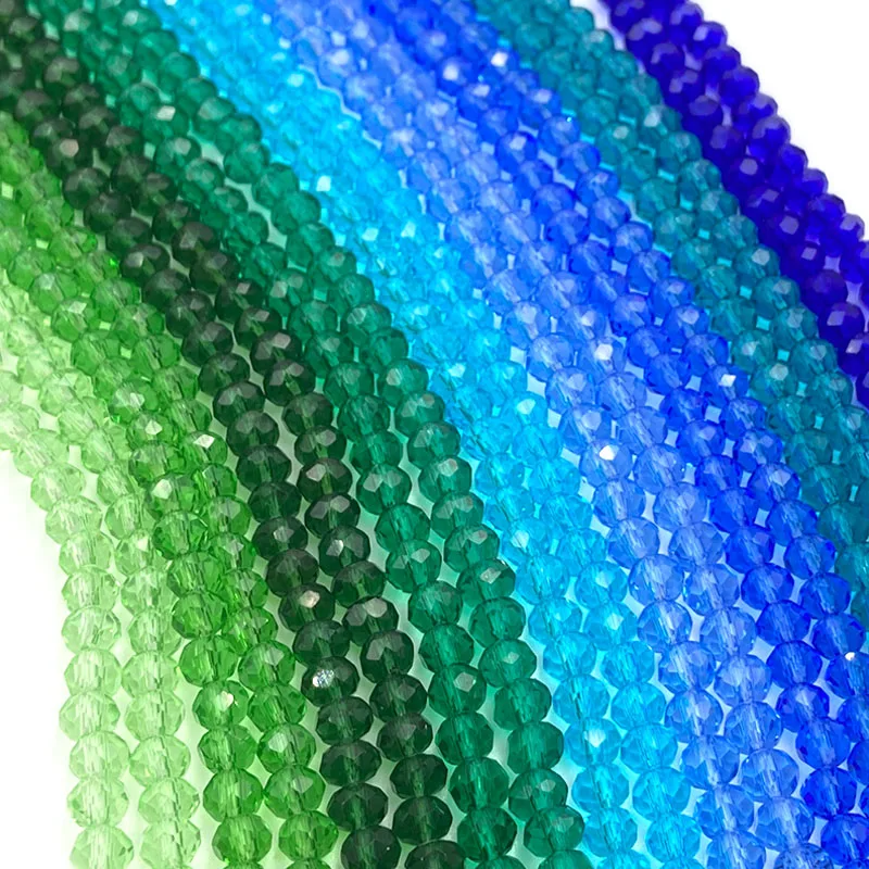 Blue Green 2 3 4 6 8mm Crystal Beads for Jewelry Making Accessories
