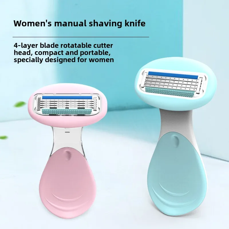 Portable Women's Safety 4-Blades Shaving Razor Female Body Face Bikini Underarm Hair Removal Manual Shaver Tool With Travel Box 3