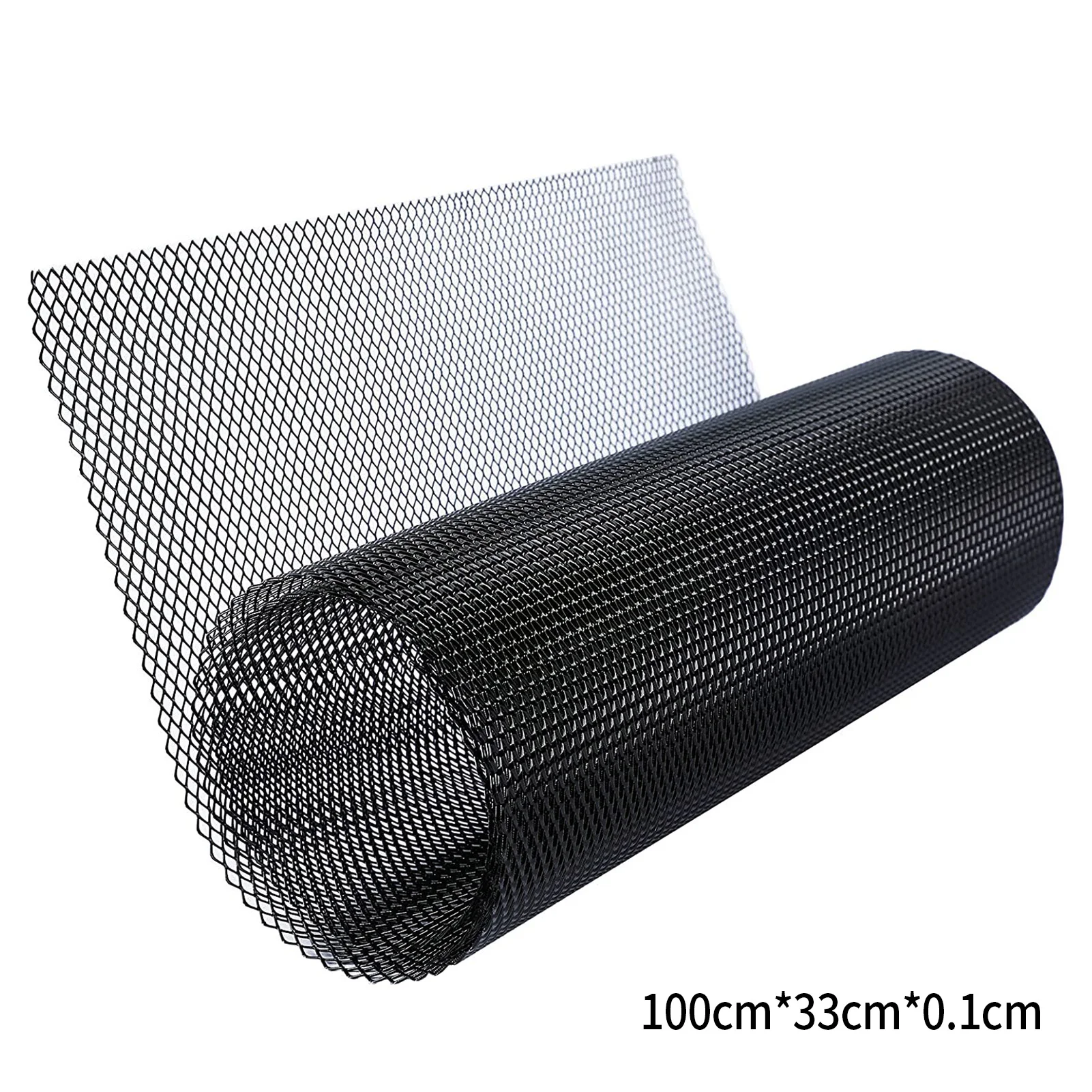 Car Grill Mesh Sheet Black Painted Aluminum Alloy Grille Mesh Roll Automotive Grille Insert Bumper Rhombic Hole Black