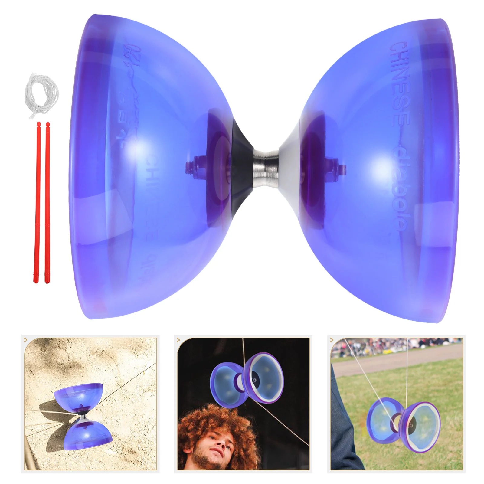 부드러운 고무 이중 바퀴 Diabolo 외부 어린이 장난감 피트니스 저글링 중국어  베어링 두 바퀴 작은 아이