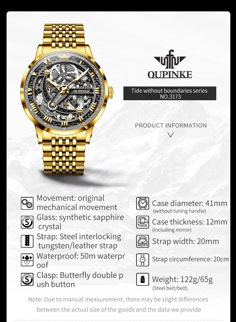 OUPINKE 3173 Automatic mechanical men's watches Sapphire