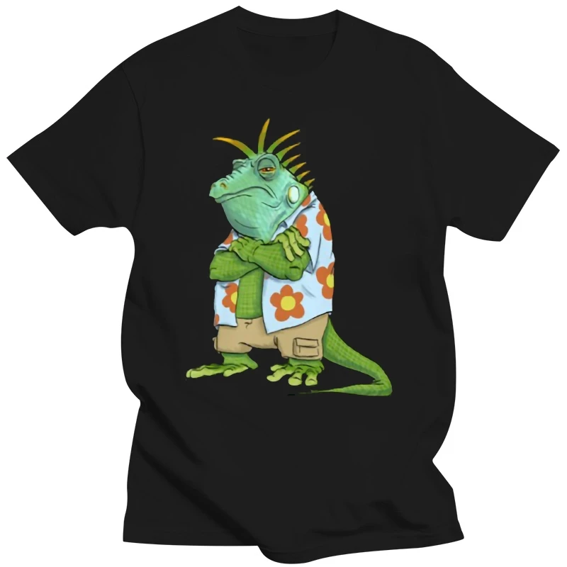 Iguana With An Attitude T Shirt Personaggio Dei Cartoni Animati Colorato Iguana Attitude Personaggio Ribelle Flower Shirt