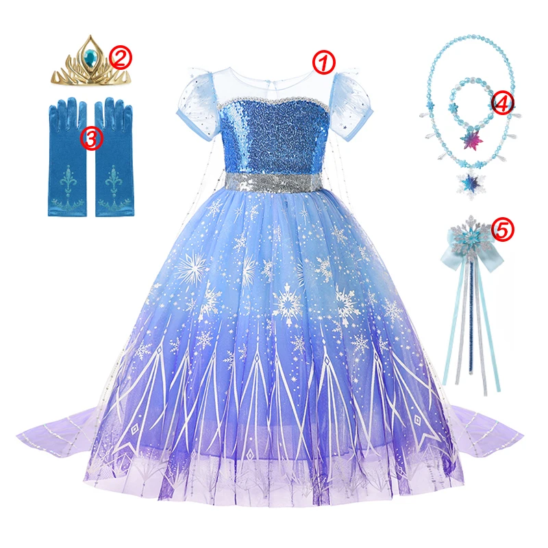 thumbnail image 4 of Disfraz de Frozen para niñas, vestido de princesa, Reina de la nieve, Cosplay, Carnaval, cumpleaños, ropa de Elsa, ropa de fantasía, 2 a 10 años, 4 of 5