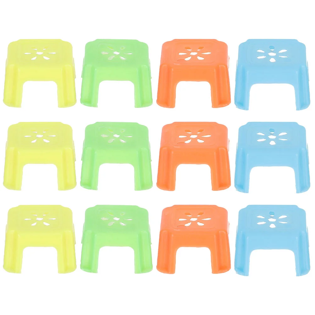 

12 Pcs Stool Miniature House Chairs Model Stools Plastic Garden Miniatures Decor Furniture and Accessories Figure