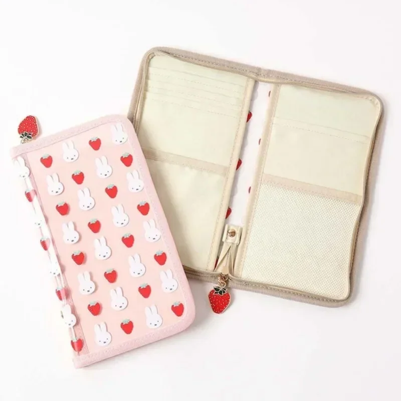 Anime Pencil Case Miffys Strawberry Lovely PVC Transparent Small Item Storage Girl Hand Account Bag ID Pack Card Package Student