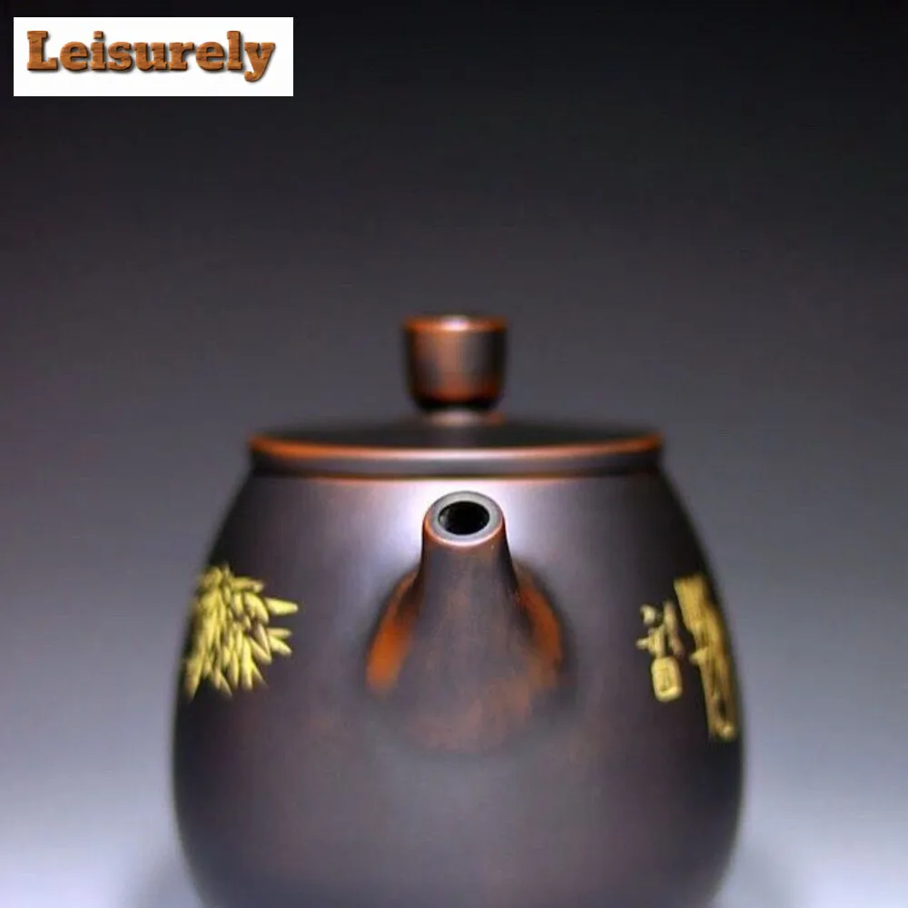230ml Authentic Qinzhou Nixing Pottery Tea Pot Famous Masters Fully Handmade Filter Teapot Engrave Bamboo Kettle Chinese Tea Set