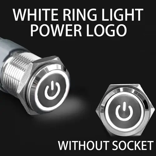 12 16 19 22mm With Wire Waterproof Metal Push Button Switch  LED Ring/Power Light Momentary Latching   5/12/24/220V silver1NO1NC - Image 8