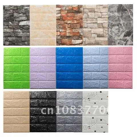 

Foam 3D Wall Stickers Self Adhesive Panel Home Decor Living Room Bedroom House Decoration Bathroom Brick Wallpaper 10pcs 38X35cm