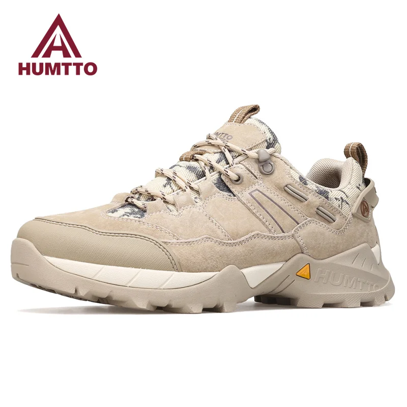 HUMTTO Leather Shoes for Men Luxury Designer Climbing Trekking Sneakers Man Outdoor Mens Sports Safety Work Ankle Hiking Boots