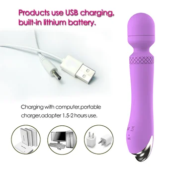 Multi-Frequency Silicone G Spot for Female AV Magic Wand Vibrator Women's USB Masturbator Vibrators Clitoris Vibrating Sex Toys 5
