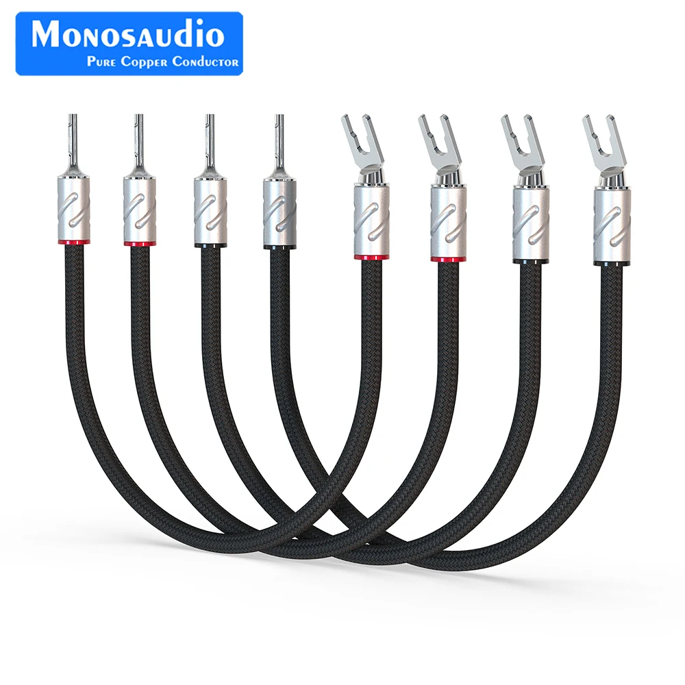 

Monosaudio Eclipse Series Pure Silver Speaker Jumper Cable Hi-end Silver Bridge Wire with Y Spade to Y Spade Connector Plug
