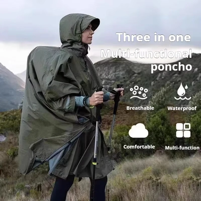 Three in one multifunctional cloak raincoat for cycling outdoor hiking fishing waterproof breathable adult