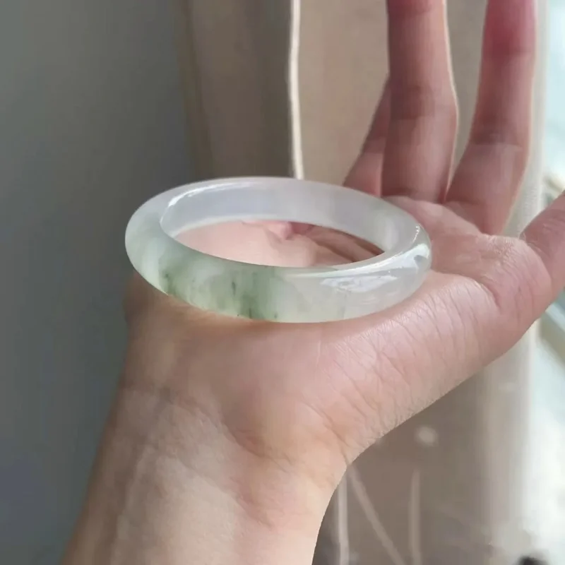 

Natural A-grade Iced Tianshan Jade Bracelet Gold Silk Jade Women's Floating Flower Jade Bangle High Quality Bangle Jewelry