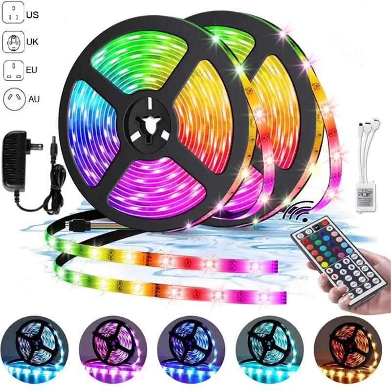 5050 RGB LED Strip Phone Control Wireless WiFi Tape Works With Amazon Alexa Google Home IFFFT DC 12V Flexible Strip Light+Power 5050 rgb led strip phone control wireless wifi tape works with google home iffft dc 12v flexible strip light power