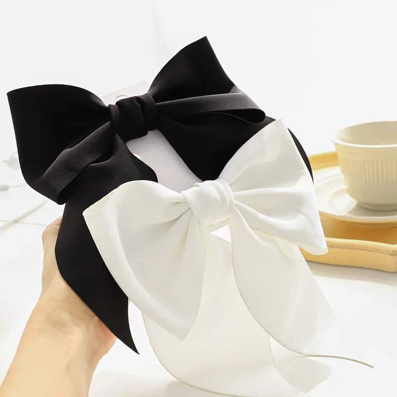 

Retro Streamer Hair Bows for Girls Solid Color Handmade Ponytail Clips Sweet Bowknot Hairpin Snap French Clip Hair Accessories
