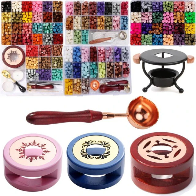 Wax Seal Stamp Kit Wax Beads Sealing Envelopes Wax Stamp Set with Spoon  Candles 24 Colors Craft Wedding Decorative Wax seal kit - AliExpress