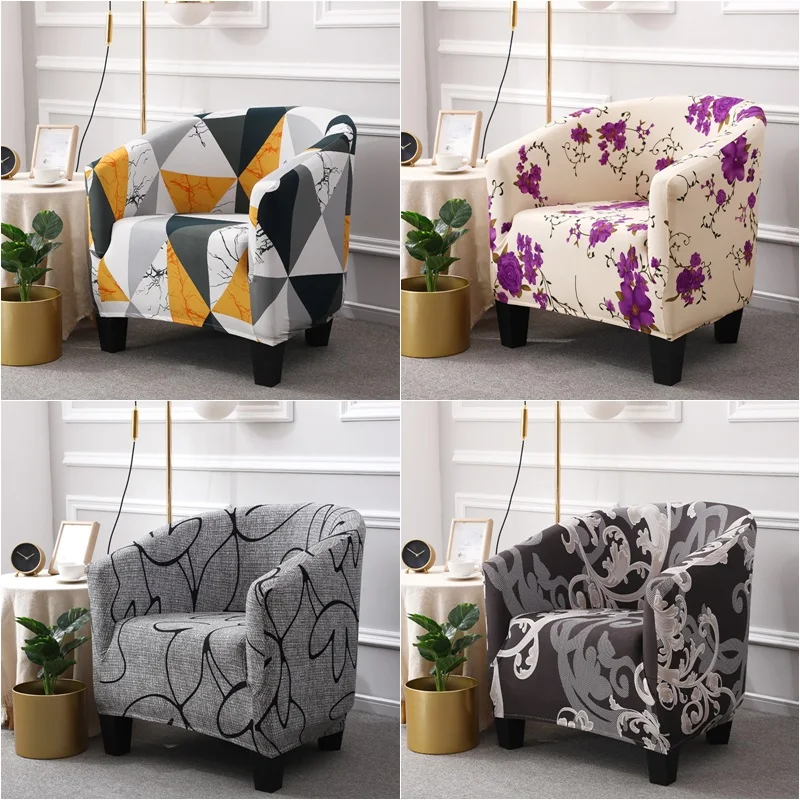 Chair Cover Furniture Cover 1pc Stretch Printed Club Armchair Cover Washable Tub Chair Slipcover Relax Single Chair Case for Coffee Bar Living Room Office