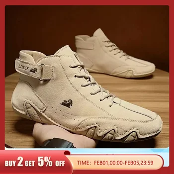 남성용 발목 부츠, 야외 경량 캐주얼 가죽 신발, 겨울 럭셔리 남성 신발, 남성 방수 스노우 부츠, 2023 하이탑 스니커즈