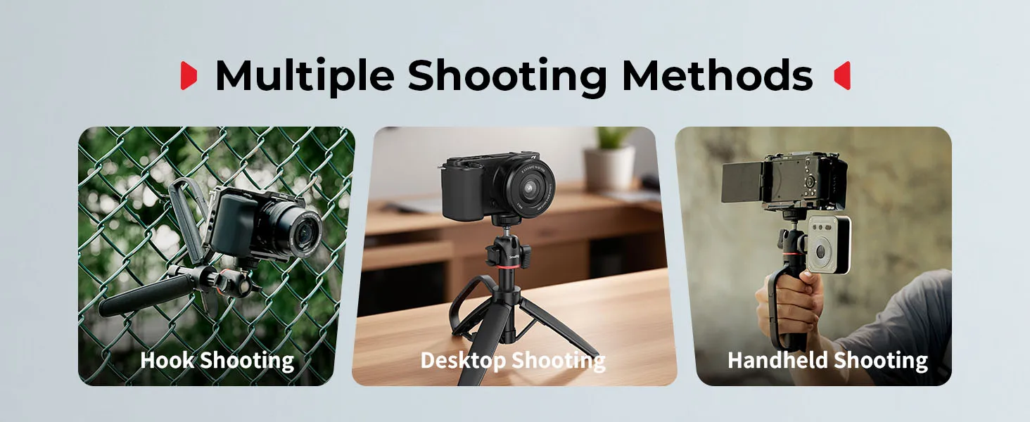 VT-15 Vlog Tripod in Carabiner Shape w Mantis Hook 360° Ball Head Extendable Sel