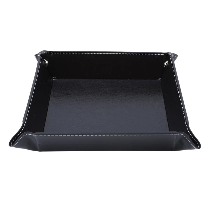 Storage Tray Storage Box Jewelry Storage Tray Creative Folding Tray PU Leather Valet Trinket Collapsible Phone Key Wallet Coin Desktop Storage Sundries Box Bins Accessories