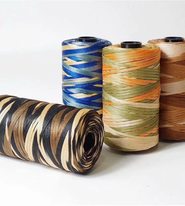 100g/Hand Woven Hollow Thread for Flat Ribbon Mercerized Ice Silk Hook Shoes Crochet Yarn Satin Designed Blended Fancy Yarn DIY 3