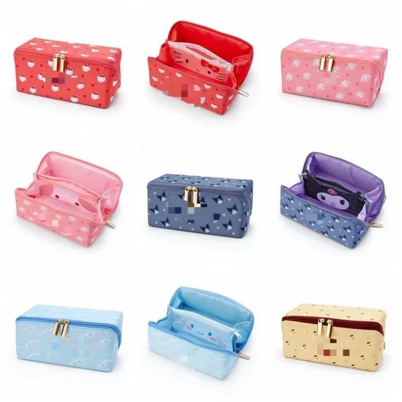 

Sanrio Cartoon Makeup Bag Large Capacity Pencil Case Kawai Hello Kitty Melody Kuromi Cinnamoroll Student Stationery Pen Bag Gift