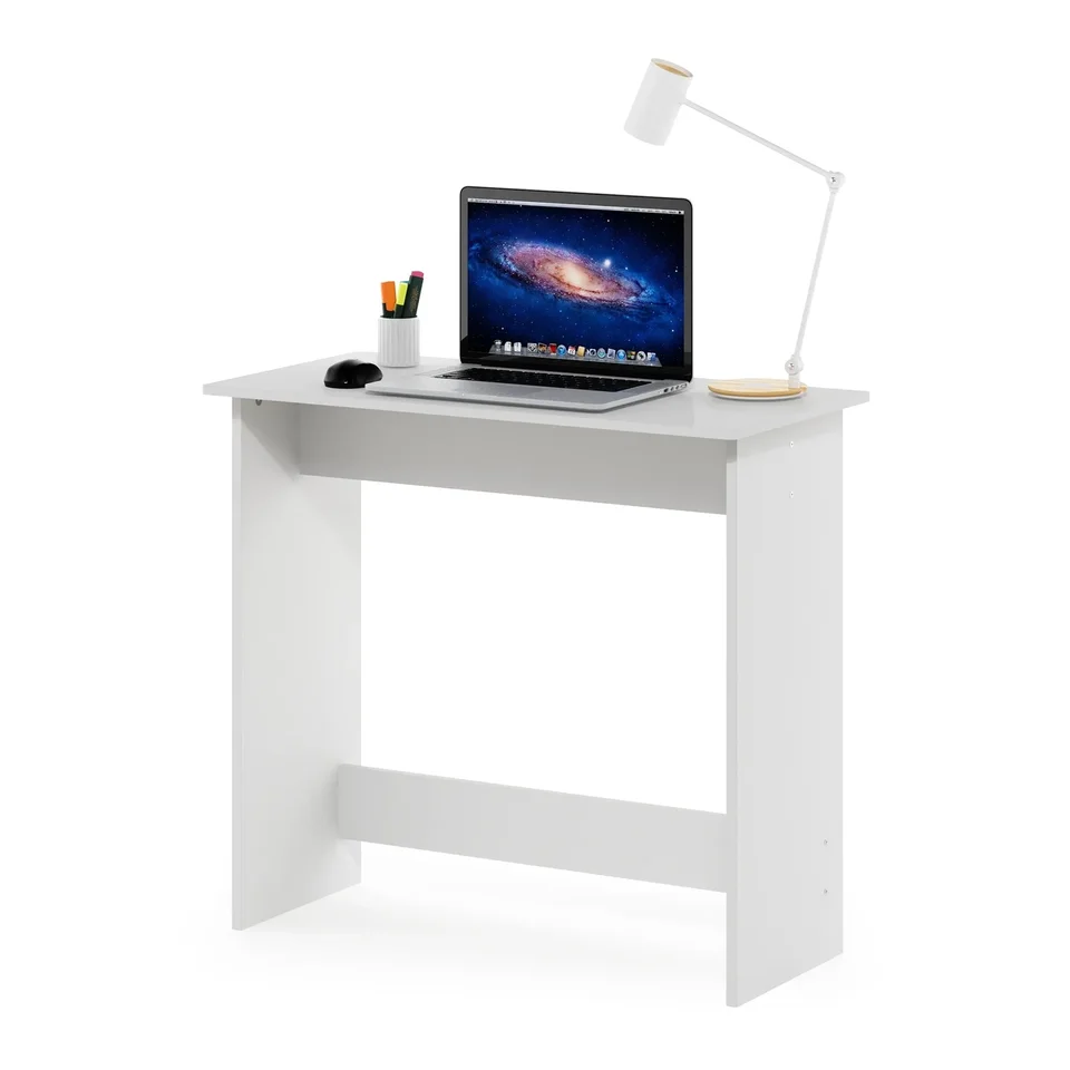 Compact White Minimalist Study Desk for Home Office