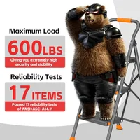 Step Ladder Foldable Folding Stool - for Home Adults Kitchen 3 Stepping Extension Tall Heavy Duty with Handrails - Closet Steps 2