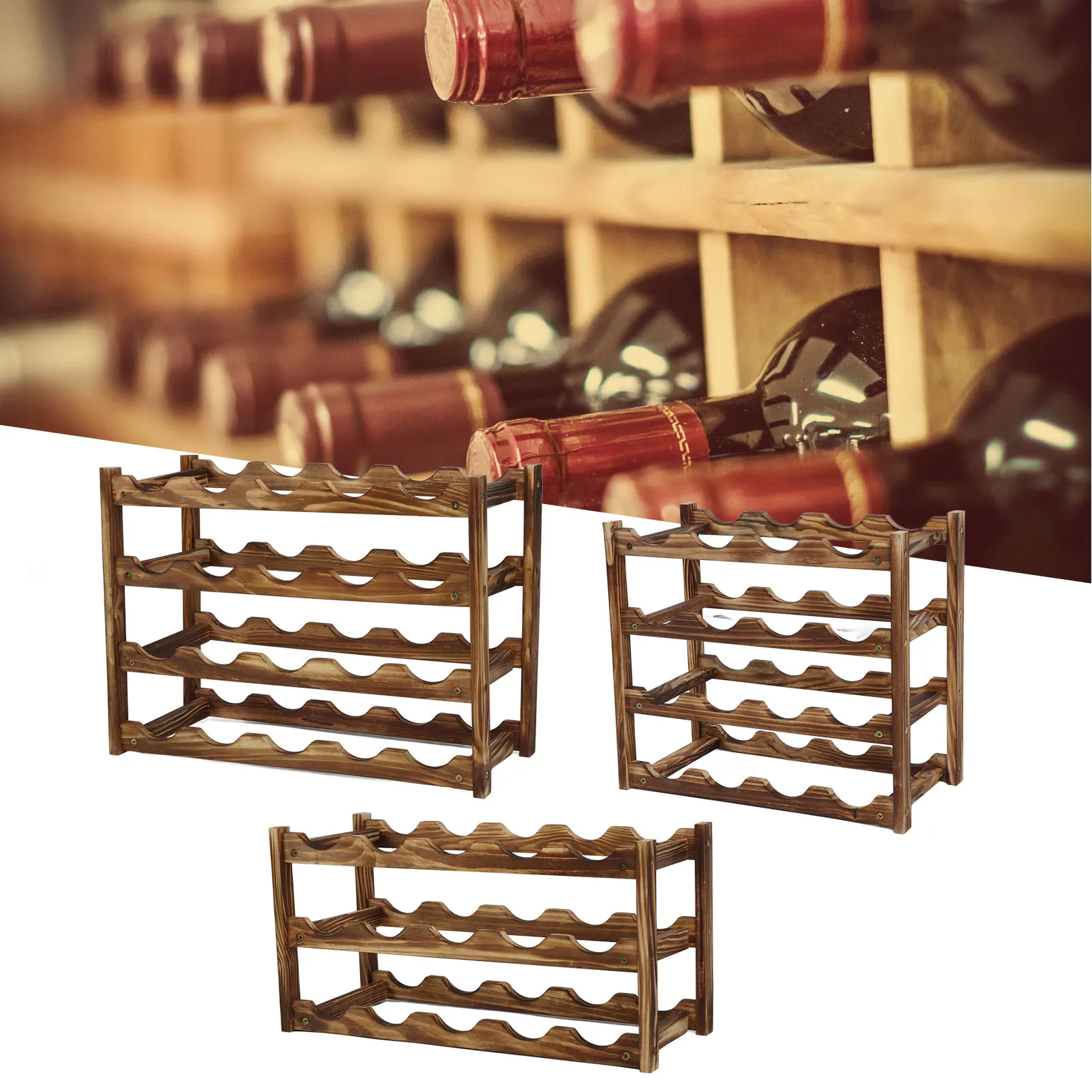 

Wine Rack Pine Wood Wine Bottle Storage Shelf Display Decor for Countertop Home Countertop Wine Rack Wine Storage Rack
