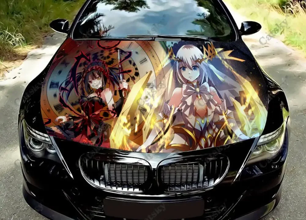 

Date A Live Anime Car Hood Vinyl Stickers Wrap Vinyl Film Engine Cover Decals Sticker Universal Car Hood Protective Film
