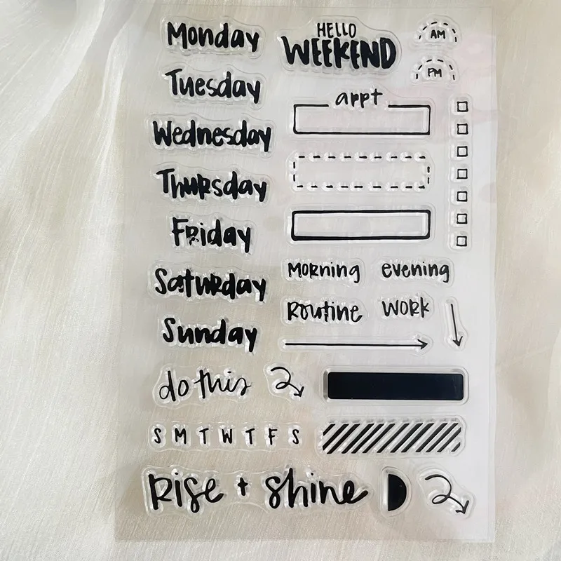 planner week Clear Stamp Transparent Silicone Stamp Seal Sheet For Scrapbooking Photo Album Decoration