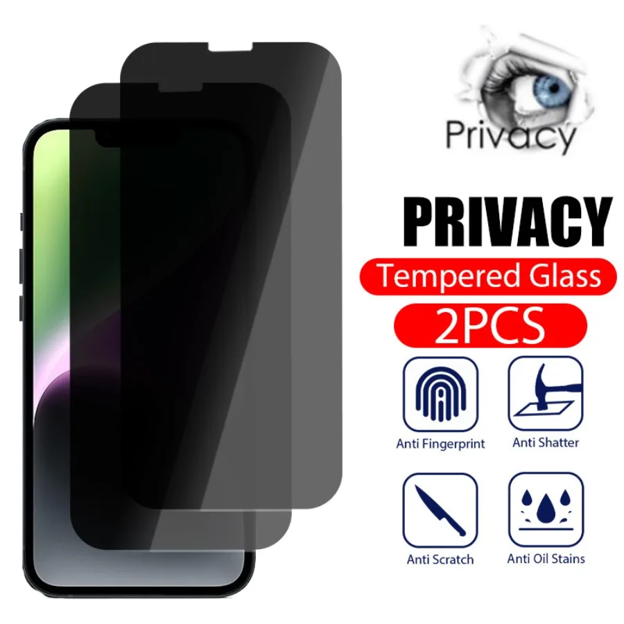 2PCS Privacy Tempered Glass For iPhone 14 Pro Max 12 13 Mini 15 11 Pro Max Screen Protector For iPhone 8 7Plus XS Max XR X Glass
