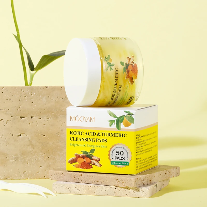 Turmeric Kojic Acid Cleansing Pads Exfoliating Deep Cleansing 50 Pcs Exfoliates Skin Pads Facial Clean Sponge 4