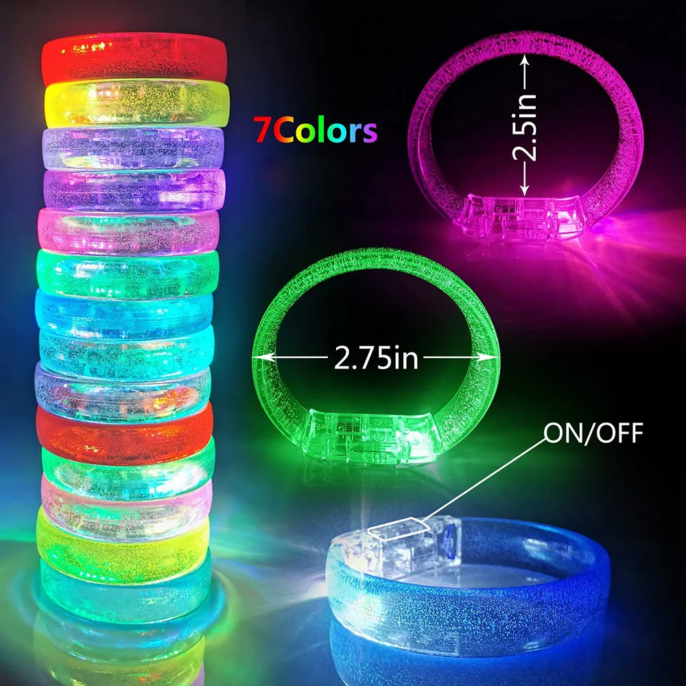 Glow in the dark bracelets 100pcs Glow in the Dark Bracelets Luminous  Silicone Wristband Party Favors