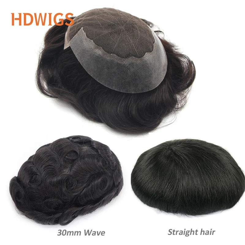 

Парик Швейцарский из ПУ кожи для мужчин, мужской капиллярный протез, индийские человеческие волосы Remy, прочные дышащие натуральные протезированные волосы