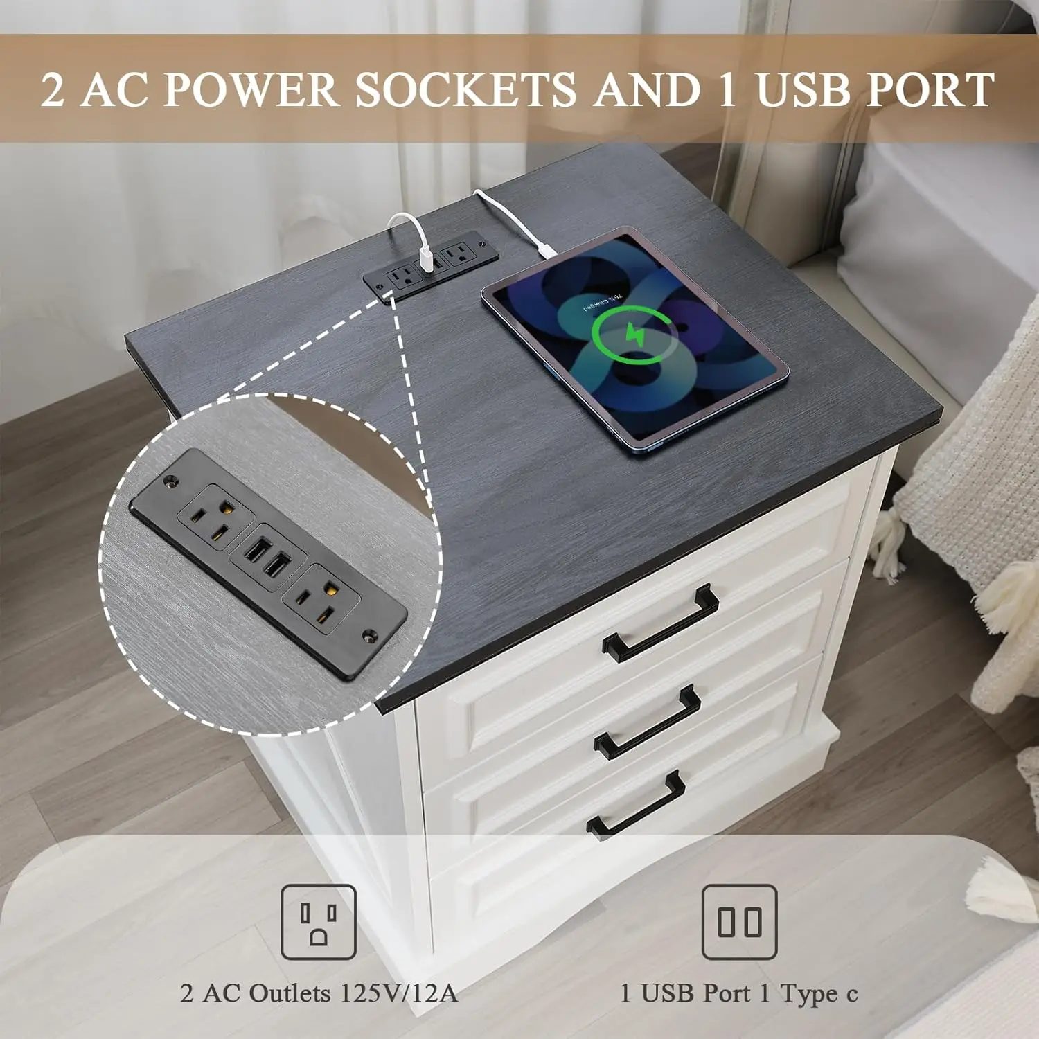 2 or 3 Drawer Nightstand Set 9