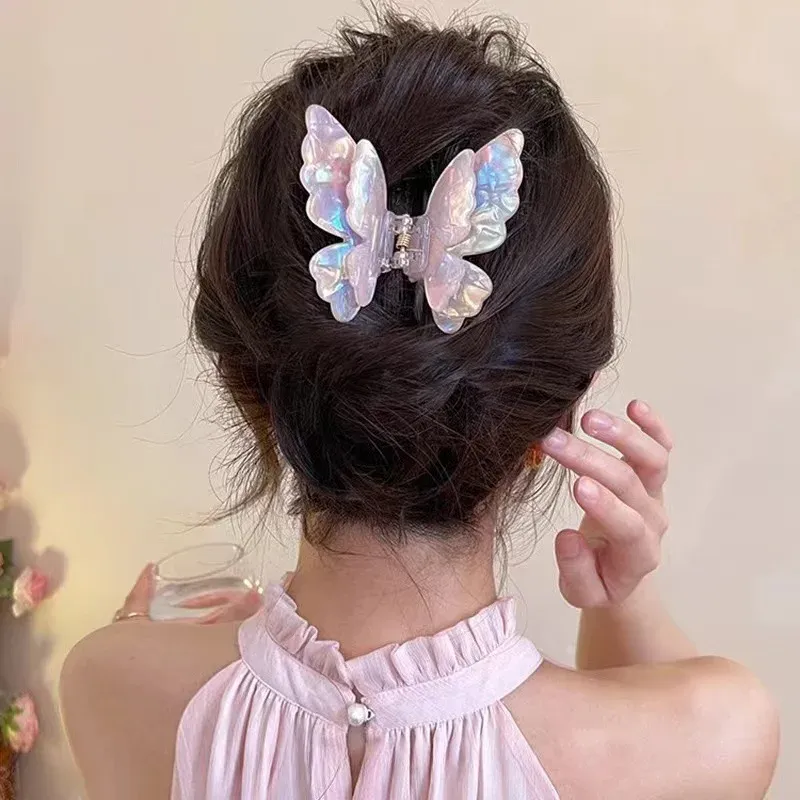  Fashion Sweet Colorful Butterfly Hair Claw Acetate Butterfly Crab Hair Clips  Women Girls Hairpin Summer Hair Accessories Gift 
