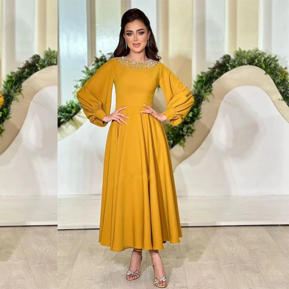 Evening  Sexy Casual  Jersey Sequined Ruched Engagement A-line High Collar Bespoke Occasion Gown Midi Dresses