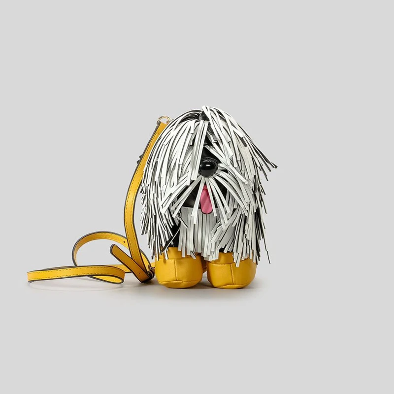 Creative Chow Chow Design Women Shoulder Bags Funny Cute Tassel Pu Leather Crossbody Bag Y2K Novelty Dog Female Purses 2024