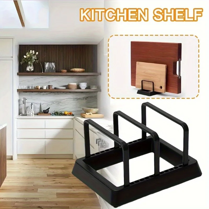 3-in-1 Kitchen Organizer Rack:Space-Saving Drying Storage Tray for Pots,Pans,Lids & Cutting Boards- Durable Countertop Organizer