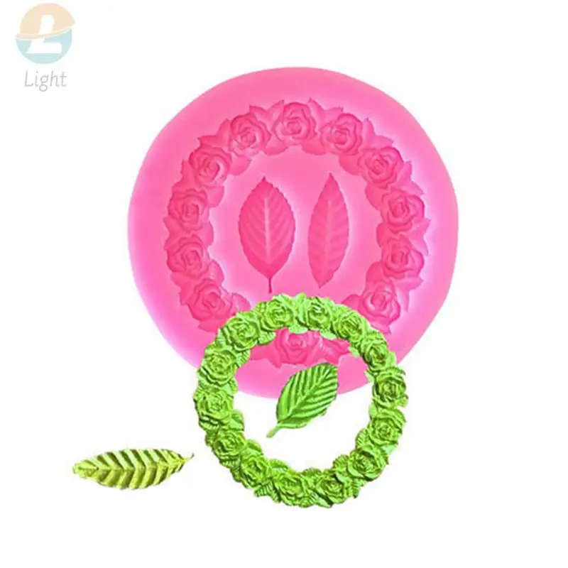 Rose Garland Form Silicone Fondant Mold For Wedding Cake Decorating Valentine\'S Gift DIY 3D Chocolate Cookie Baking Mould