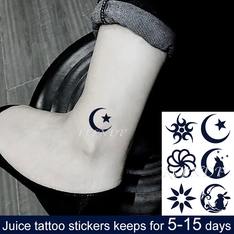 

Waterproof Temporary Juice Ink Tattoo Sticker Moon Star Rabbit Totem Small Element Fruit Gel Long Lasting Tatto for Men Women