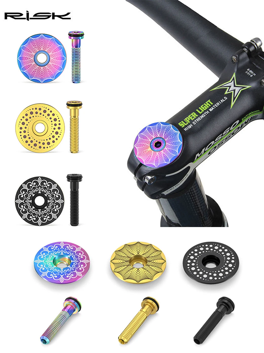 Description Picture 2 of item2025 New SISK Titanium alloy Cap Kit M6*30MM Bicycle Stem Bolts Ultralight Hollow Screw Bicycle Headset Top Cover
