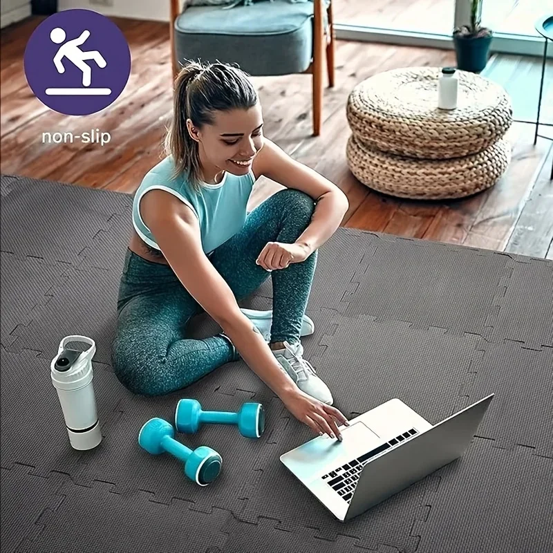 10pcs Soft EVA Yoga Mat Non-Slip Durable Comfortable for Home Gym Easy Assembly Fitness Training Rugs 30x30cm