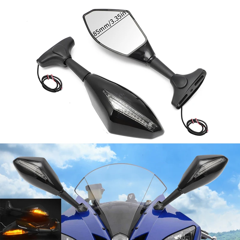 

2Pcs Universal Motorcycle Rearview Mirrors with Built-in Led Turn Signals for Yamaha Honda Daytona Kawasaki Suzuki Ducati