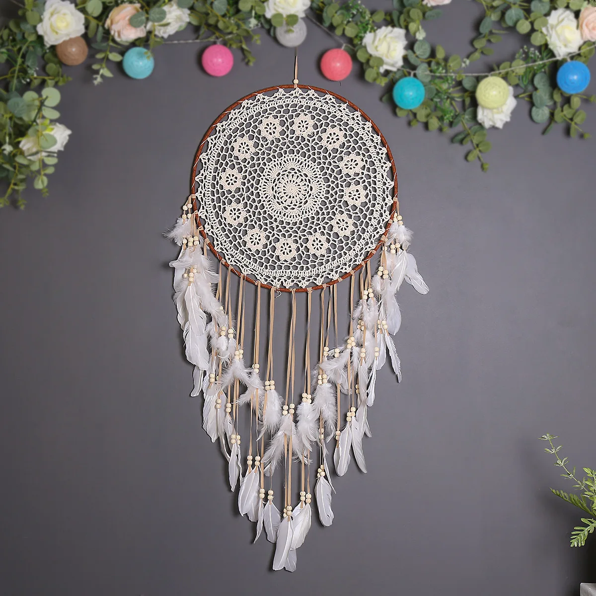 

Big Handmade/Light Dream Catcher Wind Chimes Home Hanging Craft Gift Dreamcatcher Ornament Girls Kids Nursery Decoration Gifts 3