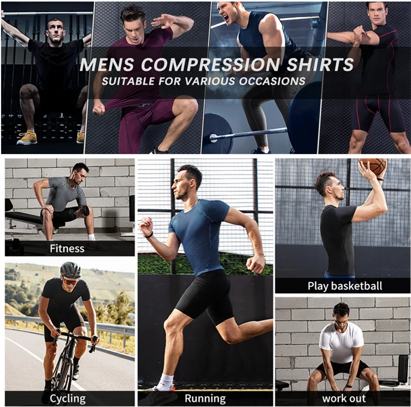 Men's Long Sleeved Sports T-Shirt With High Elasticity And Quick Drying Solid Color Long Sleeves Sportswear Dry Fit Rash guard 6